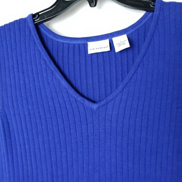 Kim Rogers Womens Blue Ribbed V Neck  Sleeveless L - Picture 3 of 5